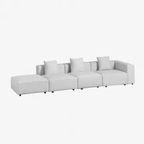Sofa Modułowa Narożna Prawa 3-częściowa Z Wysokim Podłokietnikiem I Pufą (↔︎370 Cm) Bruna Tkaniny Gris Glacial - Sklum