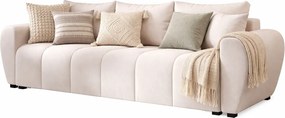 Kremowa sofa tapicerowana z pojemnikiem na pościel D0-L86