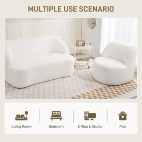 HOMCOM Nowoczesny fotel z tapicerką z futra, przytulny fotel do salonu, sypialni, biura domowego, kremowy