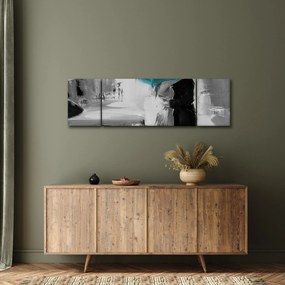 Obraz - Zakochana para z parasolem, niebieski (170x50 cm)