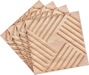 Panele Ścienne 3D SucceBuy, Zestaw z 12 Sztuk, 50 x 50 cm, PVC z Płytkami, Pokrycie 3 m², Jasne Drewno