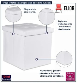 Biała kwadratowa pufa pikowana W5-R53