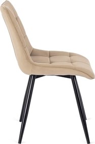 Krzesło Tapicerowane do Jadalni RIO Beżowe Welurowe Nowoczesne Loft