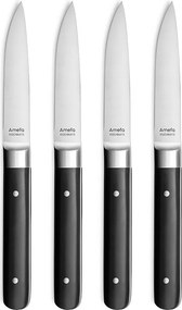 Zestaw 4 noży do steków Fusion Noir - Gładkie ostrze i rękojeść z ABS - 22 cm