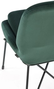 Krzesło ciemny zielony tapicerowane velvet metalowe nowoczesne loft K454