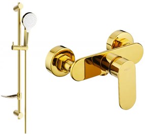 Mexen Milo DF05 bateria prysznicowa z zestawem prysznicowym, złota - 7134R05-50