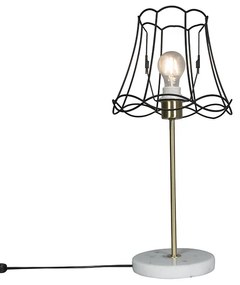 Lampa stołowa Retro mosiądz klosz czarny Granny Frame 25cm - Kaso Retro Oswietlenie wewnetrzne