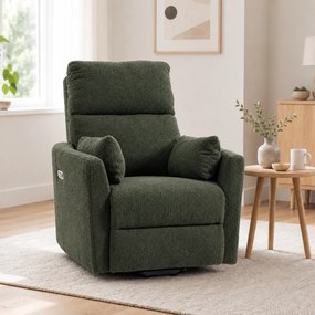 HOMCOM Fotel z funkcją podnoszenia z masażem i ogrzewaniem, elektryczny fotel relaksacyjny z Teddyfleece dla seniorów, Ciemnozielony | Aosom PL