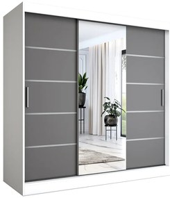 Szafa przesuwna 200 cm biały + antracyt - Marmos 6X