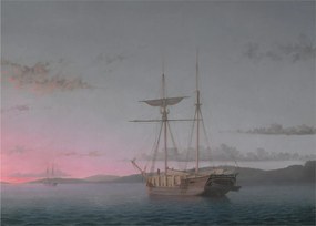 Obraz - Fitz Henry Lane, Lumber Schooners at Evening on Penobscot Bay, reprodukcje (70x50 cm)