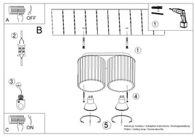 Plafon dwupunktowy AURA 2 czarny GU10 ryflowany SOLLUX  LIGHTING