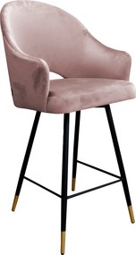 Hoker Velvet krzesło barowe tkanina Welur podstawa metalowa : Kolor nogi - Czano-złota stożek, Kolor tkaniny - VELVET - MG58, Typ siedziska - Siedzisko stałe