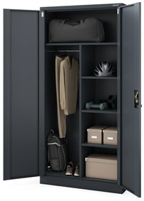 Szafa gospodarcza metalowa DAWID, 900 x 1850 x 450 mm, antracytowa