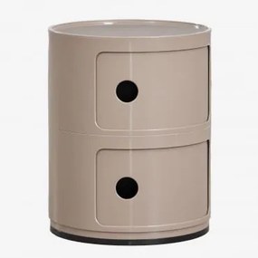 Zestaw 2 Okrągłych Stolików Nocnych Z Półkami Babel Moka Brown & 2 Szuflady - Sklum