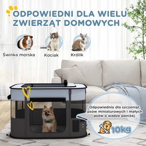 PawHut Składany wybieg dla zwierząt domowych, z torbą do przechowywania, dla szczeniąt i kociąt, do użytku wewnętrznego i zewnętrznego, Szary