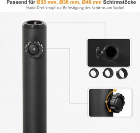 Outsunny stojak podstawa do parasola ogrodowego 11kg czarny uniwersalny i stabilny | Aosom PL