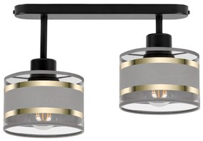 Lampa sufitowa czarna dwupunktowy spot z szarymi abażurami T-3306SC-GR