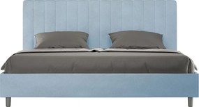 Łóżko wyposażone w stelaż z listwami z pojemnikiem tapicerowane 180x190 microfibra szary Agueda