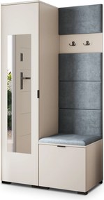 Masseno Garderoba VIRA 95/181/51 cm Nowoczesna Szafa do Przedpokoju Kaszmir, MONOLITH 85 (Szary)