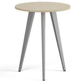 Stolik kawowy PRIMO VIBE, średnica 60 cm, szaro-srebrna podstawa, brzoza