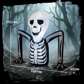 Outsunny Nadmuchiwany szkielet na Halloween wychodzący z ziemi, z lampkami LED, straszna dekoracja do wnętrz i na zewnątrz | Aosom PL