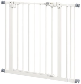 PawHut Bramka Ochronna dla Psów, Absperrgitter, Bramka dla Zwierząt, Metal, Tworzywo Sztuczne, 74-87 cm, Biały