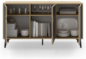 Czarna niska komoda w dekorze dębu 140x79 cm Nola – Marckeric
