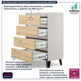Komoda na czarnych nóżkach kaszmir + dąb artisan D1-L52