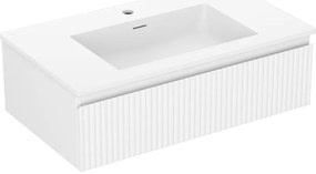 Mexen Rivel szafka łazienkowa 80 cm z umywalką Otis, 1 szuflada, ryflowana , biała mat - 91A20-08023-1-BF01-W18M01