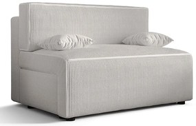 Biała sztruksowa sofa rozkładana z pojemnikiem L1-K41