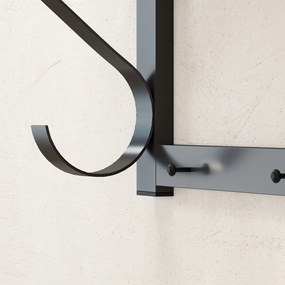 HOMCOM Wieszakiem Ściennym, Haczyki na Ubrania, 5 Haczykóww, Górna Półka, Wszechstronny, Szary