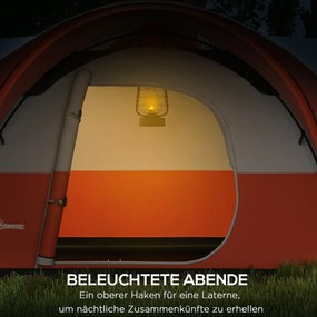 Outsunny Namiot kempingowy dla 5-6 os., Namiot rodzinny, wodoodporny, z przedpokojem, 550L x 300B x 198Wcm, Pomarańczowy