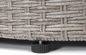 Zestaw polirattanowy MCW-E17 okrągły,  szary, tapicerka ciemnoszara, poduszki beżowe