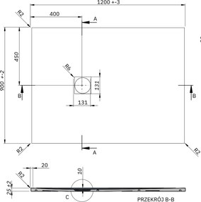 Brodzik z konglomeratu prostokątny 120 x 90 DIAMO White