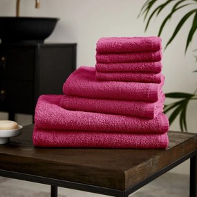Ciemnoróżowe bawełniane ręczniki szybkoschnące/frotte zestaw 8 szt. Quick Dry – Catherine Lansfield