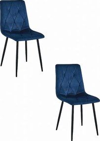 Krzesło Valora TYRA, granatowe, aksamitne, czarne, nogi, zestaw 2 szt.