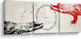 Obraz - Krokodyle (z zegarem) (90x30 cm)