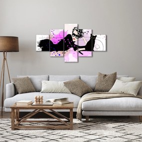 Obraz - Kobieta z czarnym kotem (125x70 cm)