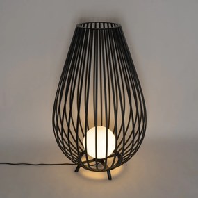 Designerska lampa podłogowa czarna z opalinem 110 cm - Angela