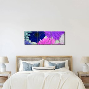 Obraz kolorowych kwiatów (z zegarem) (90x30 cm)