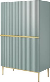Kredens Nicole z metalowymi uchwytami i nogami 100 cm - szałwia / złote nóżki - Limitowana oferta