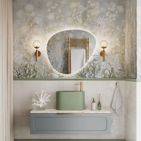 Umywalka z kamienia syntetycznego nablatowa / wisząca owalna zielona 45 x 22 cm OVELA Green : Typ montażu - nablatowa