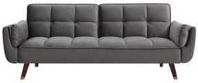 Kanapa 3-osobowa rozkładana z szarego weluru - GULCAN