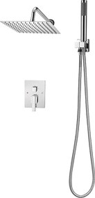 Kolumna Prysznicowa SucceBuy Zestaw Prysznicowy, Deszczownica z Kwadratową Głowicą Prysznicową 254 mm, Prysznicem Ręcznym i Zestawem do Montażu na Ścianie