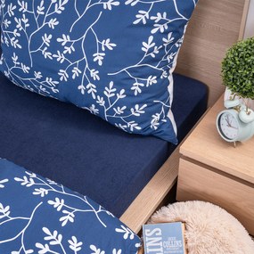 4Home Prześcieradło frotte ciemnoniebieski, 90 x 200 cm