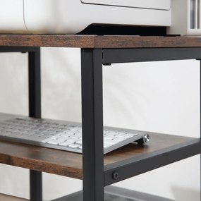 HOMCOM Biurko z regałem Rustykalny design Małe biurko komputerowe Płyta wiórowa Metal Brązowy | Aosom PL