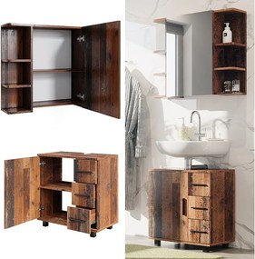 Zestaw mebli łazienkowych rustykalny dąb 60x33x60.8 ilias