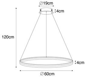 Designerska lampa wisząca biała 60 cm z 3-stopniową regulacją ściemniania LED - Anello Nowoczesny Oswietlenie wewnetrzne