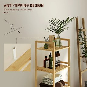 Półka łazienkowa HOMCOM z bambusa, z 5 regulowanymi półkami, 43,5 x 31,5 x 142 cm, drewno naturalne