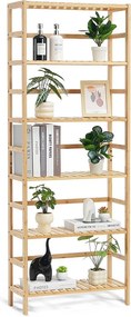 Biblioteczka Bambusowa 6-Poziomowa SucceBuy, Regał Drabinkowy, Prostokątna Półka Do Przechowywania